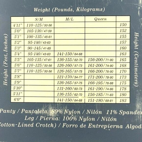 Vassarette Pantyhose Medium Long Ivory Floral Control Top Shadow Toe Style 9071A - Picture 3 of 3